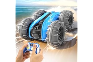 NIKYPJ Amphibienfahrzeug Ferngesteuertes Auto 3 4 5 6 7 8 9 Jahre 360° Rollen RC Auto Spielzeug Jungen Weihnachten Geburtstags Geschenke Kinder Toy Innen Außen Draußen Sand Strand Garten
