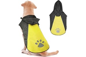 iTayga Imperméable Imperméable pour Chien, Imperméable pour Chien avec Capuche et Réflecteur, Jouer, Voyager pour Petits/Moyens/Grands Chiens (Gris - Jaune, s)