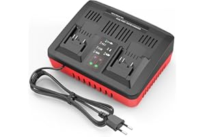 ASUNCELL 3A Cargador de Doble Puerto para Power X-Change de 18V batería de Iones de Litio, Cargador rápido Twincharger, gestión de Carga Inteligente con Pantalla LED