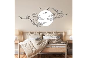 ‎DESIGNSCAPE DESIGNSCAPE® Wandtattoo Gezeichnete Äste im Sonnenaufgang | Farbe 1: dunkelgrau | Größe: groß (200 x 81 cm)