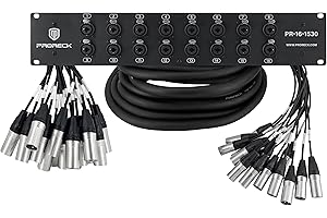 PRORECK Rack Mount TRS XLR to Jack Combo Splitter Snake Cable, Suitable for Live, Recording, Stage, Studio (15 Foot x 30 Foot - 16 Channel) PR-16-1530, 2U