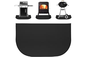 HIULLEN Kaminbodenplatte Halbrund, 80x50cm Funkenschutzplatte Für Kaminofen, Feuerfeste Unterlage Feuerfeste Matte, Hitzeschutzmatte Bodenschutzmatte, Zum Schutz des Bodens Vor Funken