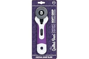 The Quilted Bear 45mm Rotary Cutter - Ergonomic Soft Grip Rotary Cutter for Fabric with Sharp Blade for Precise Cuts & Easy Blade Replacement for Quilting & Sewing Supplies (45mm)