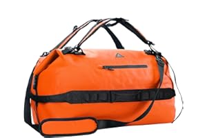 Haimont Waterproof Dry Bag Roll-Top Duffle Backpack with Adjustable Style Straps for Canoeing, Fishing, Rafting, Swimming, Boating, Orange, 90L