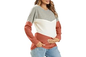 IFFEI Women's Nursing Tops Breastfeeding Long Sleeve Maternity Shirts Patchwork Tee Top Blouse