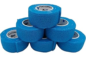 PintoMed - Venda Cohesiva - 6 x AZUL CLARO - 6 rollos x 2,5 cm x 4,5 m estirado - Vendaje autoadhesiva elástica y flexible, Cinta adhesiva, Vet Wrap, Tape, Primeros auxílios y lesiones