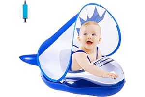 ZSYIULIA Baby Swimming Float 6-12-18-36 Months with UPF50+ Sun Canopy & Safety Bottom Support | Inflatable Pool Float for Newborns 3-36 Months | Adjustable Seat, Secure Swim Ring for Toddlers