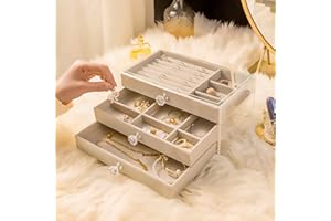 IVEOPPE Szkatułka na biżuterię dla kobiet z 3 szufladami, przezroczyste akrylowe pudełko na biżuterię, do przechowywania pierścionków, zegarków, kolczyków, bransoletek, naszyjników