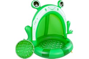 COOLJOY Inflatable Paddling Pool | Giant Water Spray Splash Float Pool with PVC Canopy & Extra Sofe Bubble Base | Sprinkle Splash Pool Summer Garden Pool Outdoor R15