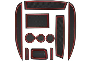 MARCHFA Alfombrillas Antipolvo para Clio 4 2013 – 2019 Accesorios Insertos para Soporte de Bebidas Consola Central Puerta Bolsillos Insertos (Borde Rojo)