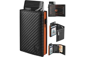 TEEHON Geldbörse Herren mit RFID-Schutz, Portmonee Herren Smart Wallet 3.0 mit 8 Kartenetui, Geldbeutel ID-Fenster, Münztasche, Kartenhalter Slim Wallet Wallets for Men - Schwarz & Orange
