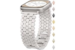 JJII SUNG Bienenwaben Design Metall Armband für Apple Watch Armband 38/40/41/42/44/45/46/49mm, Elegantes Damen Gliederarmband Kompatibel mit iWatch Serie 11 10 9 8 7 6 5 4 3 2 1 Ultra SE