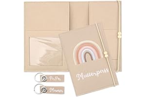 KMANGMAN 1pcs Impfpass Hülle aus Filz, Handgefertigte Mutterpasshülle, Schutzhülle für Impfausweis, Mutter Kind Pass mit Fächern für Ultraschallbild, Handmade (Khaki)