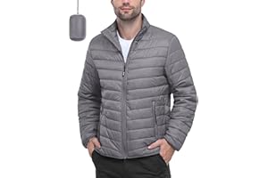 Outdoor Ventures Men's Packable Puffer Jacket Insulated Lightweight Puffy Coat Warm Portable Padded Water Resistant Jacket for Hiking Travelling Camping