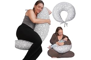 DancesCat Versátil Almohada corporales Embarazada Dormir,XXL Cojin Lactancia Bebe con Funda de Terciopelo Lavable,Cojin Embarazada,Ajustable Cojin de Lactancia,Almohada de Embarazo