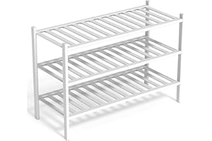 BAM BOO BOX Bambou Meuble de Rangement - 3 Niveaux Rangement Chaussure - 68 x 28 x 46 cm - Etagere Chaussure - Range Chaussures - Rangement Chaussures - Porte Chaussures - Étagère Chaussures (Blanc)