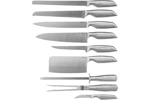 INOXPRAN - Set Coltelli Professionali INOXBLADE da 9 Pezzi, Realizzati in Acciaio Inossidabile con Finitura Satinata, Manico Antiscivolo, Pratica Custodia Ripiegabile in Tessuto, Resistenti e Duraturi