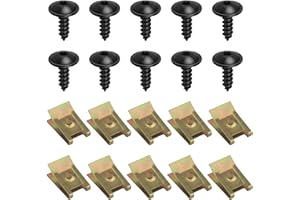 Poeland Lot de 10 vis et écrous de clips, U, pour dessous de caisse, compatible Audi, Volkswagen, 20 pièces, Acier galvanisé, Entretien automobile