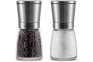 Vevouk Ensemble de moulins à sel et à poivre en céramique de qualité supérieure avec grosseur réglable, salière et poivrière grossière et fine pour la maison ou la cuisine