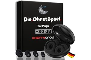 ‎CHERRYCROW CherryCrow - Die Ohrstöpsel | -30 dB Geräuschreduzierende Premium Ear Plugs für Schlafen, Konzentration, Reisen, Festivals 100% hautverträgliche Oropax Gehörschutz ultrabequemer weicher Sitz