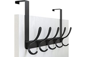 WEBI Over The Door Hooks for Hanging,Door Hanger,Over The Door Towel Rack Coat Rack for Towels,Clothes,Bathroom,Black
