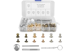 CISHOW 120 Stück 4mm/6mm Runde Kopf Knopf Stud, Doppelkappen Nieten, Chicago Schrauben, runder Kopf Messing Schraube Knopf für DIY, Handwerk, Leder,Reparaturen,Geldbeutel（Gold, Silber, Bronze）