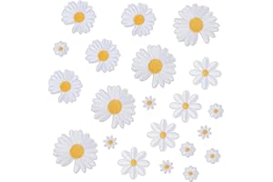 Nivofu, Lot de 20 Écusson Thermocollant Marguerites,Les Cinq Modèles Patch Brodé,Écusson Thermocollant,Appliqués à Fleurs pour Décoration Bricolage ou Coudre T-Shirt,Sac à dos,Chaussures
