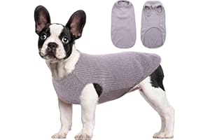 Hjumarayan Dog T Shirt - Thin Knitted Jumpers Soft Stretchy Clothes for Small Dogs Shirts, Striped Tshirt for Maltese, Shih Tzu, Bichon Frise, Mini Dachshund (Grey S)