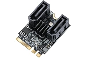 MZHOU M.2 SATA Adapter,Key-A+E M.2-zu-SATA3.0-Erweiterungskarte, SSD Riser Karte bis 6 Gbit/s, JMB582-Chip, für Windows 8/8.x/10 Linux