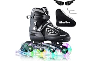 ‎WHEELIVE Wheelive Verstellbare Inline Skates für Kinder und Erwachsene, Rollschuhe Performance mit Vollen Lichträdern Ideal für Jungen Mädchen Männer Frauen