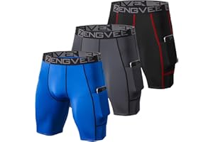 ZENGVEE Lot de 3 Shorts de Compression pour Hommes Short de Course à Pied Cool Dry avec Poches latérales pour la Course, l'entraînement, l'entraînement, la Gym