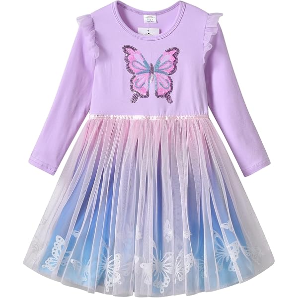 JiAmy Meisjesjurk, ruches, lange mouwen, feestjurk, tule jurk, verjaardagsjurk, ronde hals, geribbeld, Kerstmis, bruiloft, feestelijk meisjes, kinderjurk voor 2-7 jaar, Rood hart., 4 Jaar