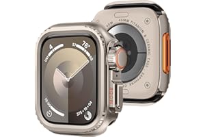 Bisikor 2 in 1 Metal Case Compatible with Apple Watch Series 9/Series 8/Series 7 45mm, Rugged Shockproof Metal Bumper Case with Back Cover for iWatch 45mm (Titanium)