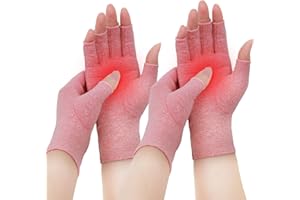 Donfri 2 Pairs Arthritis Gloves Fingerless Compression Gloves for Women Men Relieve Symptoms Rheumatoid Osteoarthritis Raynauds Disease Breathable Comfortable Machine Washable (Pink, M)