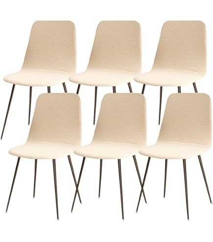 JUNZHE Shell stoelhoezen Retro stoelhoezen, Stretch Spandex Printing Lounge Hoekstoel Protector voor Dining Kitchen Party Banquet Club Home Decor (Taupe, Set van 4
