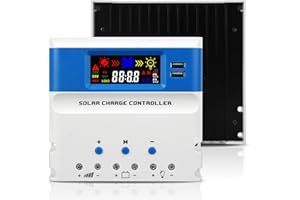 VIXKPIRR 60A PWM Controlador de Carga Solar 12V/24V/48V Automático, Regulador de Carga Solar 60A para Panel Solar Pantalla LCD Puerto USB, 12V/24V/48V Regulador Solar Panel para Batería GEL/SLD/FLD/LI