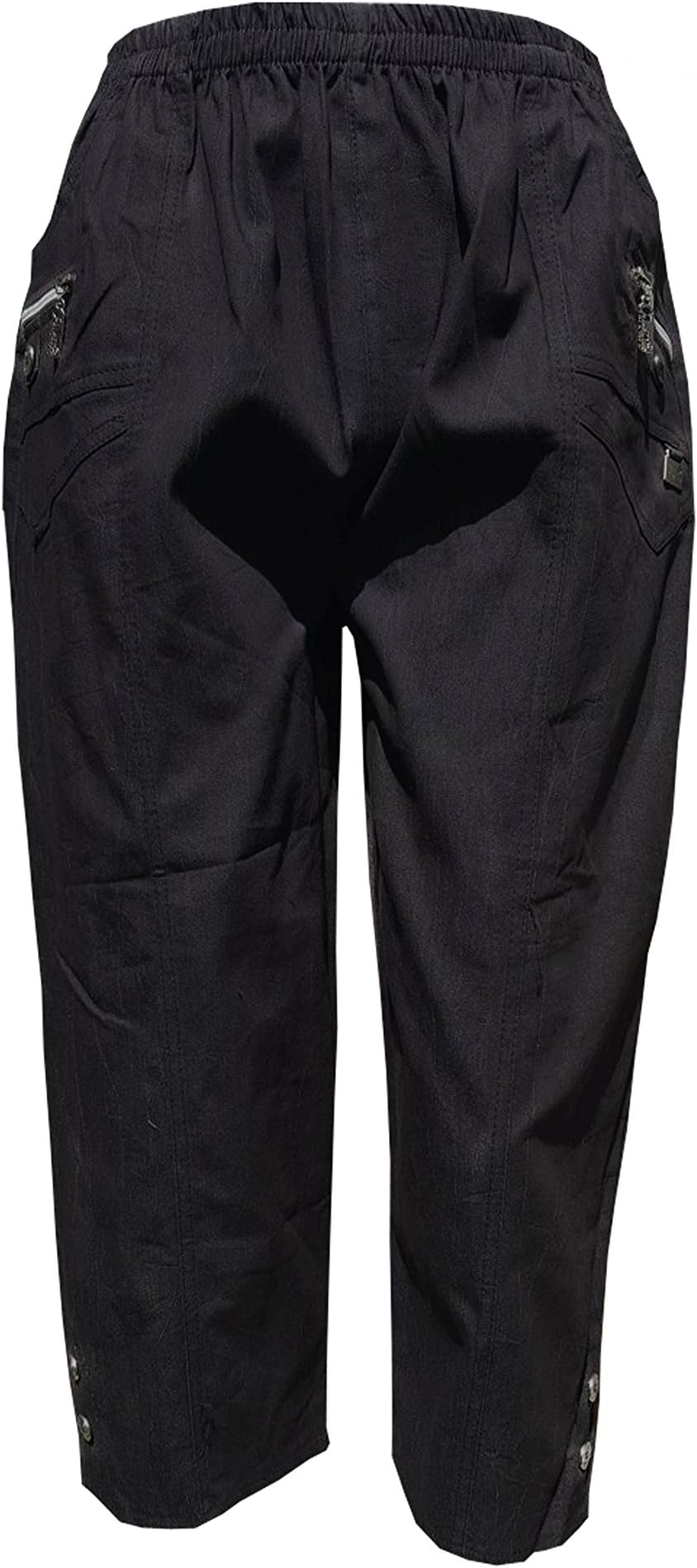 femiss Ladies Capri Trousers Cropped Trousers for Women UK Three Quarter Stretch Crop Shorts Soft Elasticated Pull on Summer 3/4 Plus Size Pants