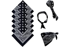 Makone Bandana Schwarz Tuch Kopftuch Herren Passkey, 6pc Ttrachtentuch Damen Stofftaschentücher Herren - Erwachsene Unisex Halswärmer - Weihnachten Karneval Kostüm Zubehör