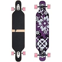 FunTomia Longboard Avec 2 Niveaux Flexibles Skateboard Drop Through Cruiser Planche Complète Mach1 Speed Roulement à Billes T Tool