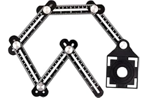 CHANHAN Multi Angle Measuring Ruler, Six-Sided Aluminum Alloy Template Tool, Multi Angle Measuring Tool with Ceramic Tile Punch Locator Hole Drill Guide for DIY Handymen Builders Carpenters Tilers Craftsmen