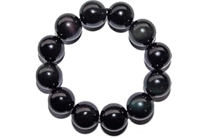 TESTEL Regenbogen Obsidian Kugel Armband. Ø 18 mm wunderschöner Augen Regenbogen Obsidian Schimmer.(3841)