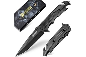 NedFoss FA48 Taschenmesser, 10cm Rettungsmesser mit Gurtschneider, Glasbrecher &Flaschenöffner, Klappmesser mit Liner Lock& Kugellager, Einhandmesser für Auto, Survival Rescue messer Outdoor mit Glip