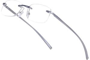 Rimless Reading Glasses for Mens Womens Blue Light Blocking, Glasses Strap, Glasses Case