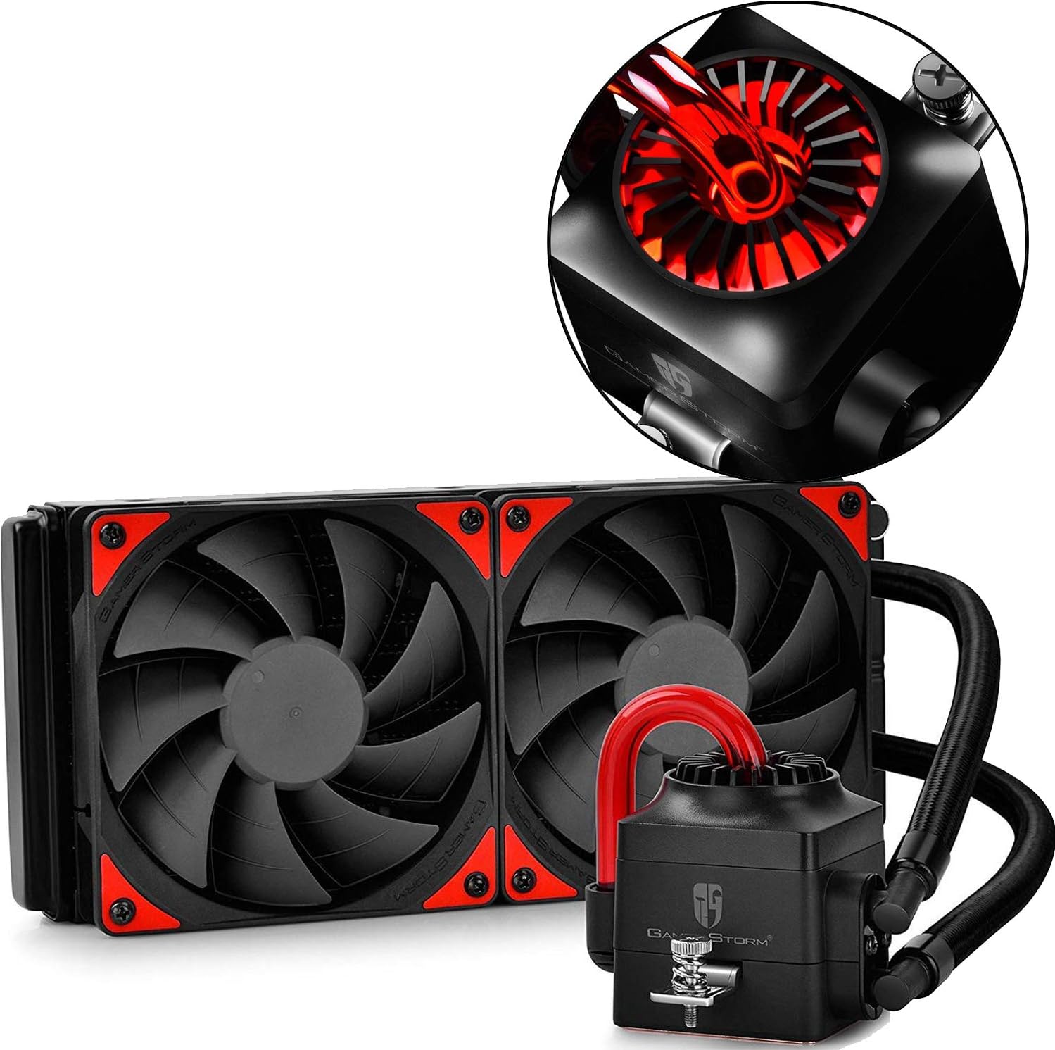 DEEPCOOL Captain 240EX AIO Liquid CPU Cooler, Radiator, Dual 120 mm Black PWM Fans, AM4 Compatible