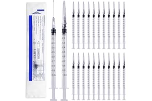 SPORWAY 100 Stück Spritze Steril, 1 ML Kunststoffspritze mit Nadeln mit Kappen, Kolostrumspritze 1 ML Dosier Spritze zum Nachfüllen und Messen von Flüssigkeiten, Haustierfütterung (Weiß)