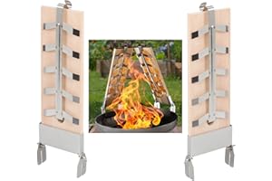 HLKAUF Flammlachsbretter 2er Set Räucherbretter für Lachsfilet Flammlachsbrett für Feuerschale aus Cedernholz mit Winkelsystem & HL Kauf-Block