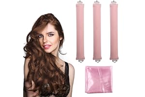 PEIQIUP Locken ohne Hitze (3 Stück), Lockenwickler über Nacht, Lockenwickler zum Ausschlafen, Für Alle Haartypen, DIY Heatless Curls Band Frisurenset, Langes Mittleres Haa, Rosa