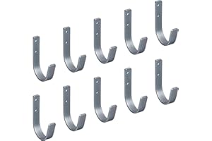 Gedotec Crochet Hameçon Polyvalents | Patère Murale à Vis en Acier Fixable sur Mur | Organisation Interne et Externe pour Chaise Pliante, Echelle, Bicyclette, Outils | 70 x 110 mm | 10 Pièces