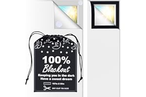 BOXELFOS 100% Blackout Blind White (157"x 59") Curtains Window Cove [DIY Cut to Any Size or Shape] [Hook & Loop Tabs][ Portable Bags for Travel ] [Light & UV Blocking ] for House,Baby Nursery,Apartment