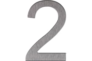 Numéro de rue, maison en acier inoxydable argenté - adhésif - brillant/acier brossé - 76mm - n°2